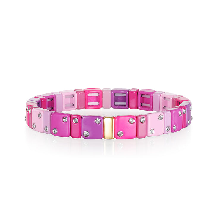 CZ Enamel Bracelet-Pink & Purple