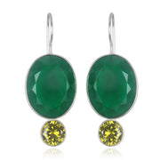 Valencia Grand Oval Earring-Olive Silver