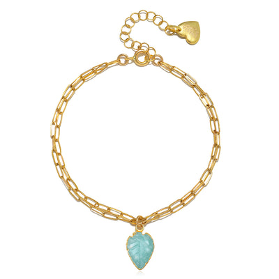 Carved Leaf Bracelet - Amazonite