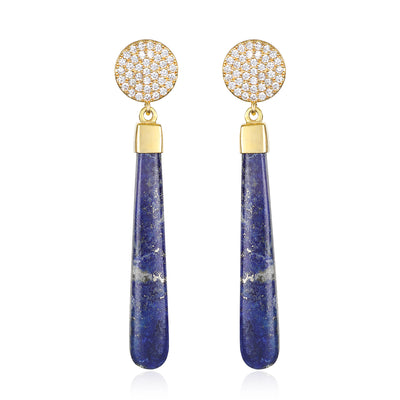 CZ Post Drop Earrings - Lapis