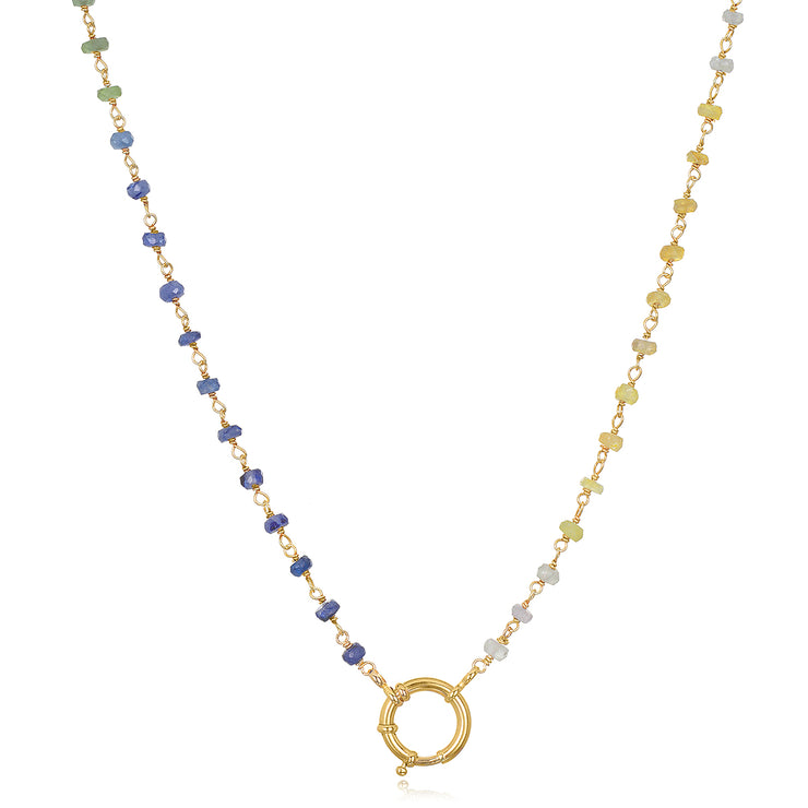 New! Lock Necklace - Multi-Colored Sapphire