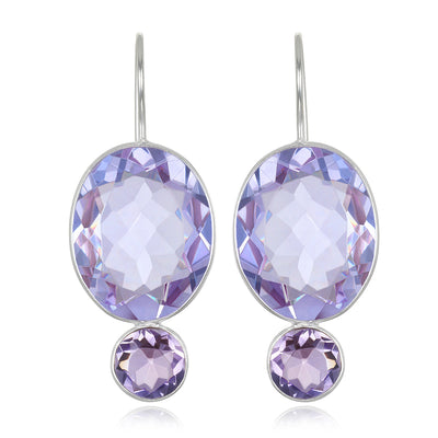 Valencia Grand Oval Earring-Lilac Silver