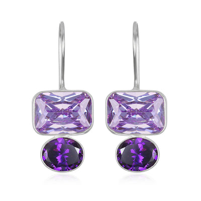 Valencia Earring-Violet Purple Silver