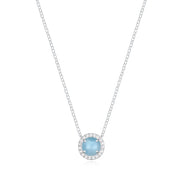 Diamond & Birthstone Necklace- March Aquamarine