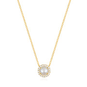 Diamond & Birthstone Necklace- June Freshwater Pearl