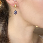 Gemstone Starburst Post Earrings - Amethyst