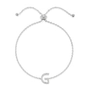 Diamond Initial Bracelet Silver