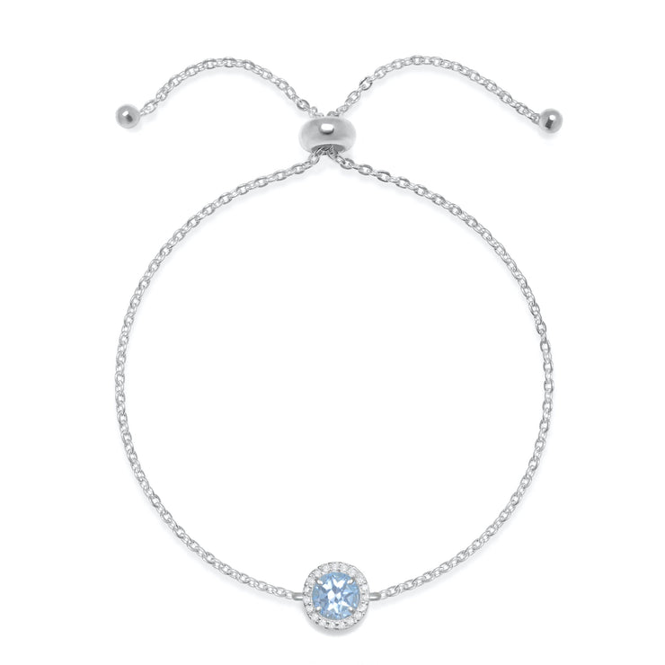 Birthstone & Diamond Bracelet- December Sky Blue Topaz