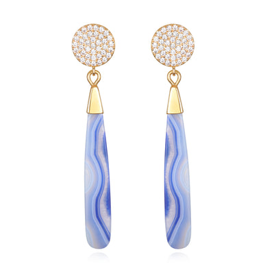 Agate Post Earrings-Blue