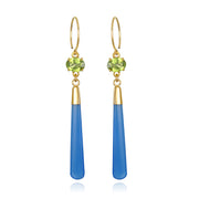 Gem Drop Earring-Peridot & Blue Chalcedony