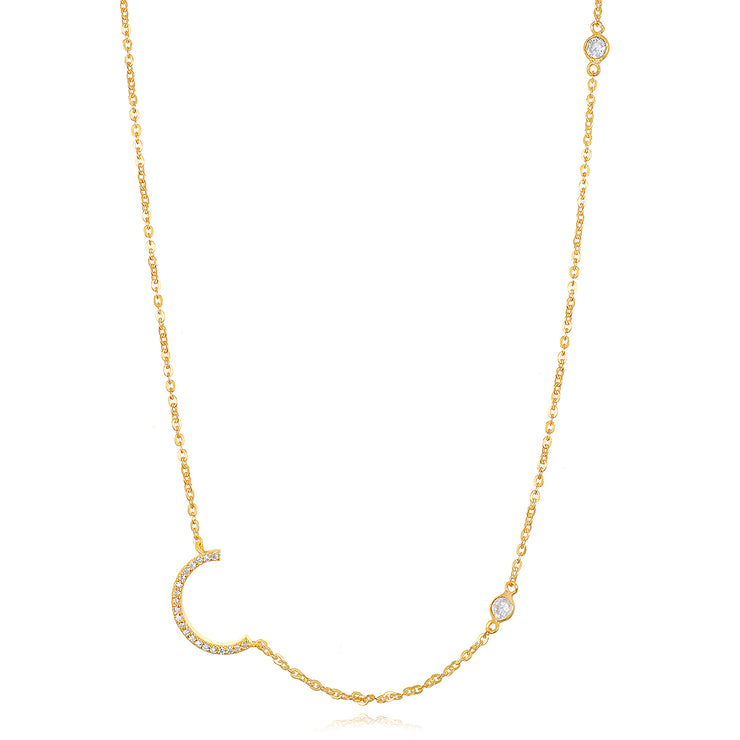 Statement Sparkle Initial Necklace-Gold and Silver