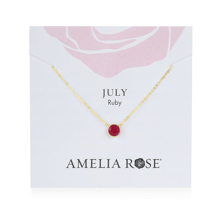 Birthstone Solitaire Necklace-July Ruby