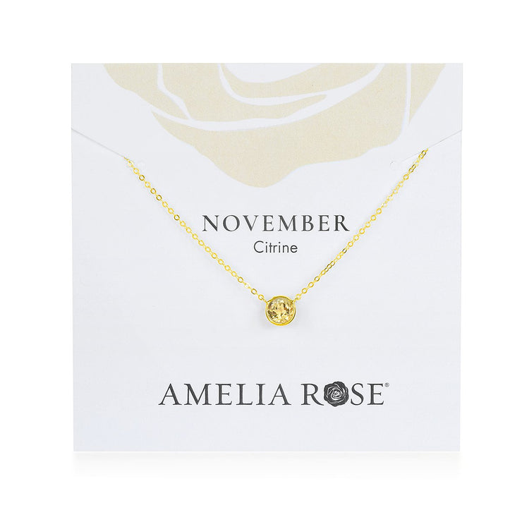 Birthstone Solitaire Necklace-November Citrine