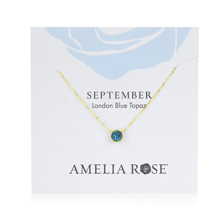 Birthstone Solitaire Necklace-September London Blue Topaz