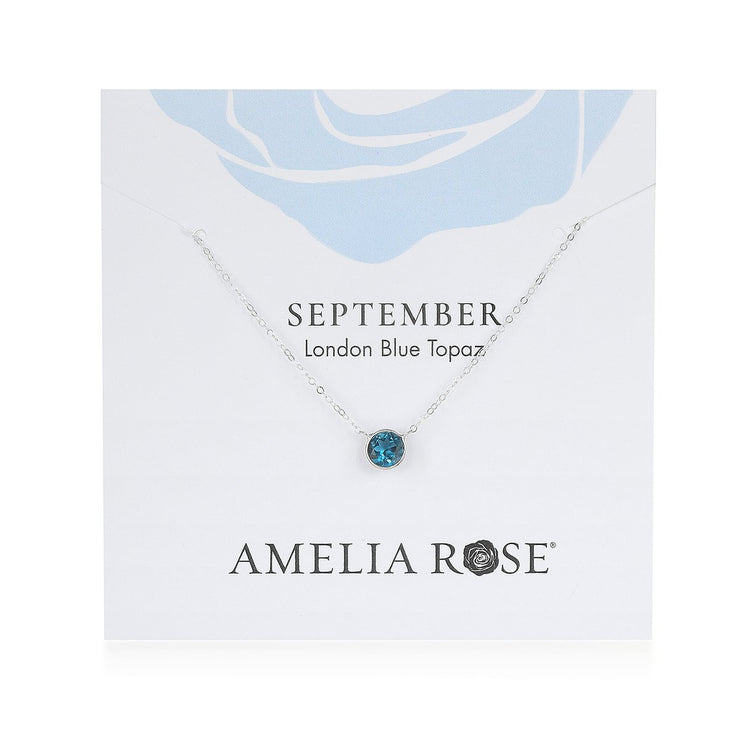 Birthstone Solitaire Necklace-September London Blue Topaz