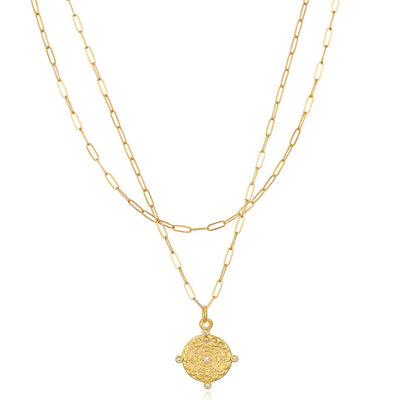 Compass Charm Layered Necklace