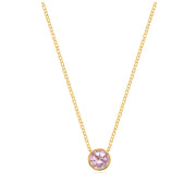 Birthstone Solitaire Necklace-October Pink Topaz
