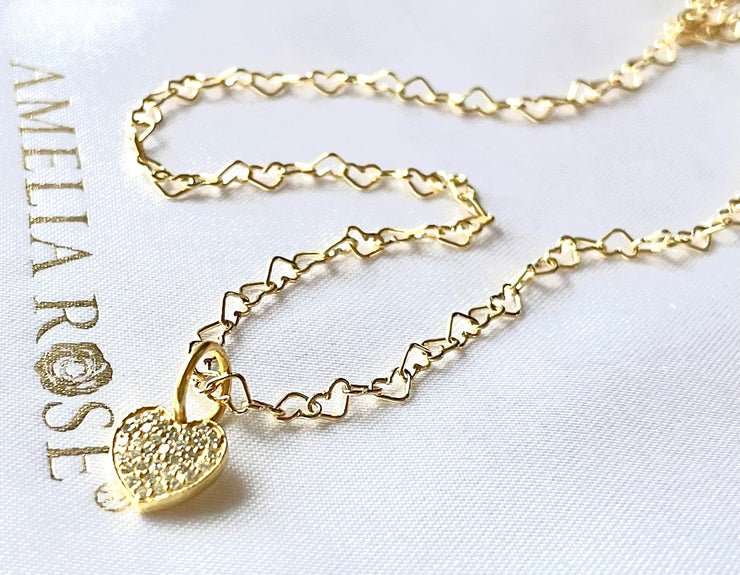 NEW! Diamond Heart Links Necklace