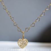 NEW! Diamond Heart Links Necklace