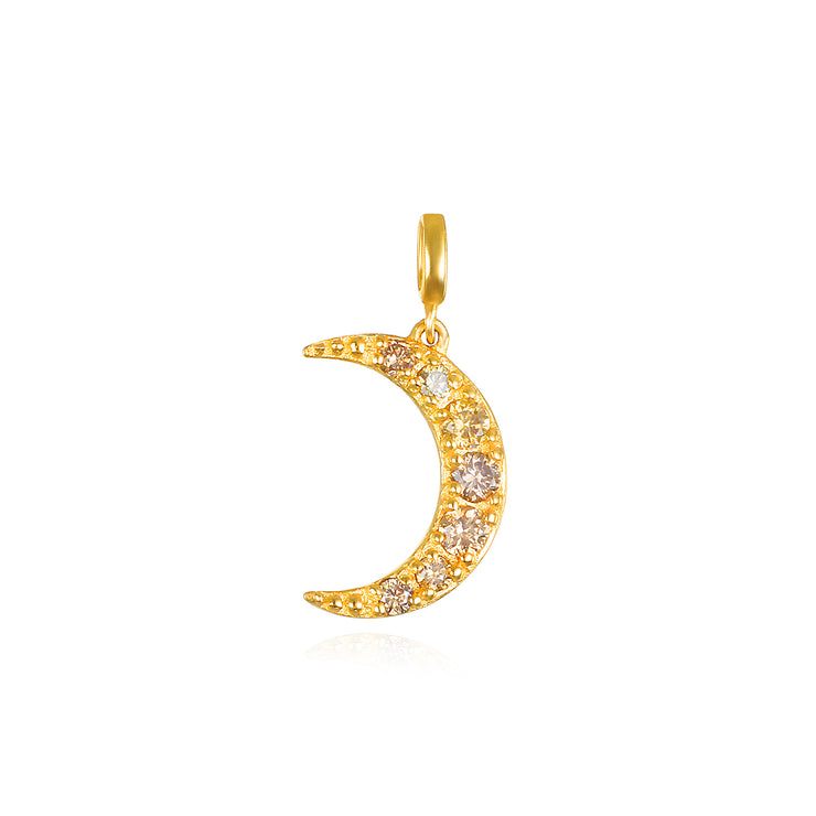 14k diamond crescent charm