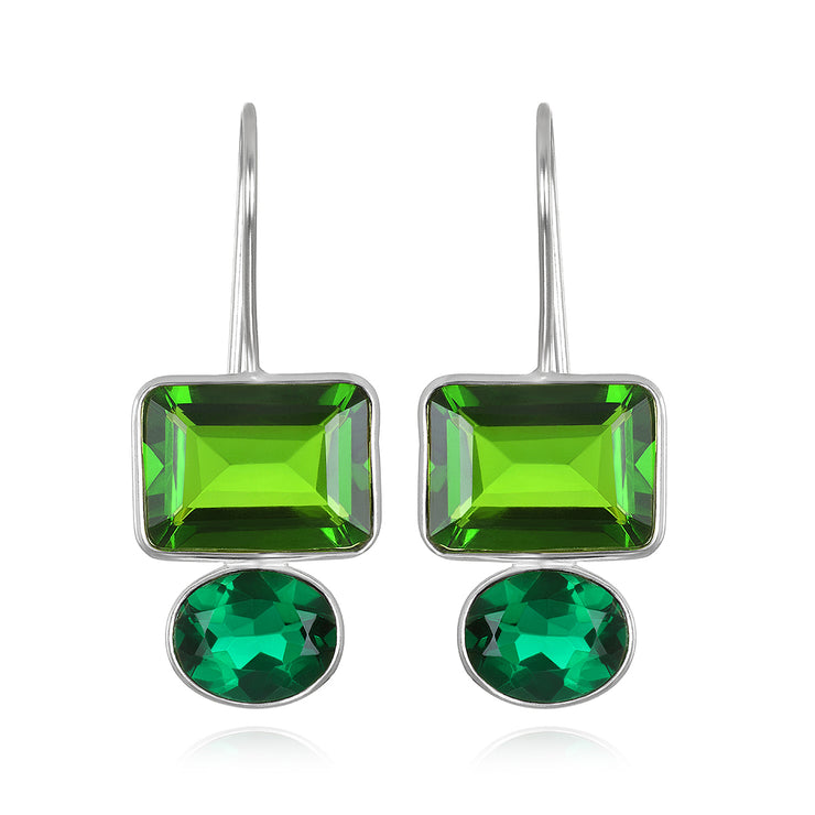 Valencia Earring-Lime & Emerald Green Silver