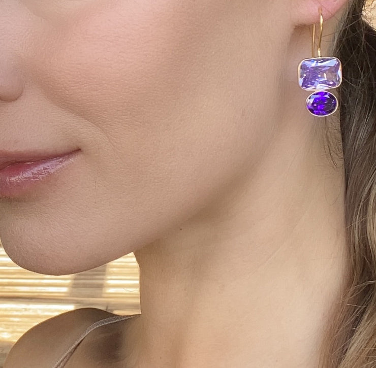 Valencia Earring-Violet Purple Gold